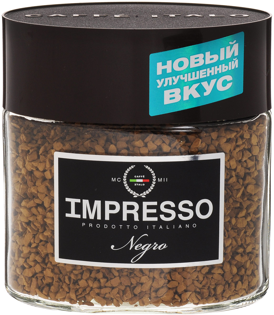 Impresso Negro кофе растворимый, 100 г (банка)8057288870018 Impresso Negro кофе растворимый, 100 г (банка)8057288870018Impresso Negro - настоящий итальянский кофе, который восхищает полнотой вкуса и быстротой приготовления. Лучшие сорта арабики из Бразилии, Коста-Рики, Никарагуа, Мексики и Ямайки вошли в купаж Impresso, чтобыподарить миру кофе исключительного качества. Чтобы добавить оттенков вкусу Impresso, кофейные зернапрошли обжарку на медленном огне на старинном кофейном производстве, расположенном в высокогорье Альп. Именно поэтому растворимый Impresso раскрывает натуральный вкус итальянского кофе во всей его полноте.Уважаемые клиенты! Обращаем ваше внимание на то, что упаковка может иметь несколько видов дизайна. Поставка осуществляется в зависимости от наличия на складе.
