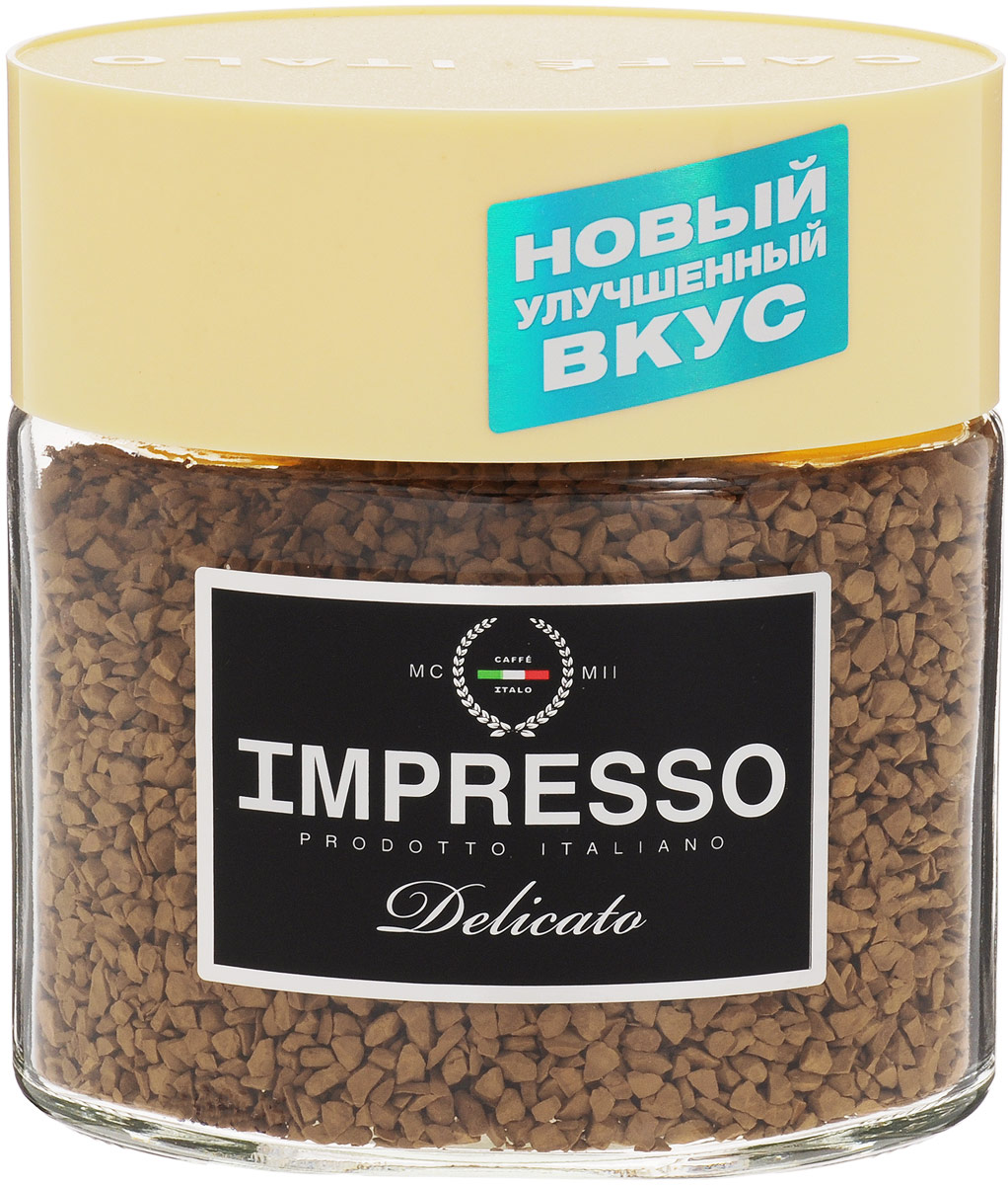 Impresso Delicato кофе растворимый, 100 г (банка)8057288870025 Impresso Delicato кофе растворимый, 100 г (банка)8057288870025Impresso Delicato - настоящий итальянский кофе, который восхищает полнотой вкуса и быстротой приготовления.В купаж кофе вошли сорта арабики из Бразилии и Ямайки с деликатным насыщенным вкусом.Уважаемые клиенты! Обращаем ваше внимание на то, что упаковка может иметь несколько видов дизайна. Поставка осуществляется в зависимости от наличия на складе.