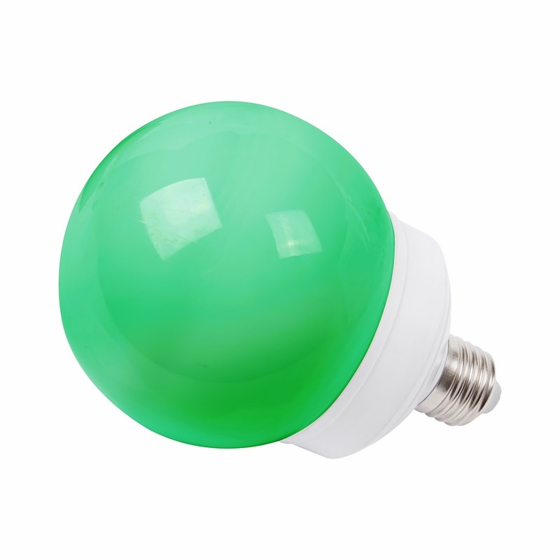Лампа шар Neon-Night, светодиодная, 12 LED, цоколь Е27, цвет: зеленый, диаметр 100 мм405-134 Лампа шар Neon-Night, светодиодная, 12 LED, цоколь Е27, цвет: зеленый, диаметр 100 мм405-134Декоративные светодиодные лампы используются с гирляндой Belt Light и служат для украшения улиц, фасадов зданий и интерьеров. Колба лампы имеет форму шара диаметром 100 мм, что позволяет увеличить площадь свечения и насыщенность светом окружающего пространства. Она выполнена из ударопрочного поликарбоната, окрашенного в цвет свечения лампы. Декоративная лампа имеет стандартный цоколь Е27, при помощи которого установка является весьма простой процедурой не занимающей много времени. Суммарная мощность светодиодов составляет всего 2Вт, что позволяет снизить затраты на электроэнергию и подключить гирлянду большей длины. Данная лампа представлена в зеленом цвете свечения.