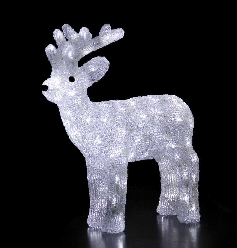 Фигура акриловая светодиодная Neon-Night Северный олень, 100 LED, с понижающим трансформатором, 45 см513-270 Фигура акриловая светодиодная Neon-Night Северный олень, 100 LED, с понижающим трансформатором, 45 см513-270Акриловые фигуры за несколько лет вызвали большой интерес у дизайнеров и частных клиентов. С каждым годом расширяется не только ассортимент акриловых фигур, но и появляются новые технологии нанесения акрила. Эти яркие, светящиеся объемные фигуры, состоящие из металлического каркаса, акрила и светодиодов, применяются для оформления и создания новогодней атмосферы в кафе, ресторанах, торговых центрах, магазинах, на площадях и перед входом, а также просто в частных домах и квартирах. Все фигуры укомплектованы понижающим трансформатором , что обеспечивает безопасность при контактировании, а так же имеют степень защиты IP 44, что позволяет использовать их как в помещении, так и на улице. Акриловая светодиодная фигура Северный олень 45см высотой 45 см, светящаяся более чем 100 ярких диодов, выполнена по специальной технологии нанесения акрила имитируя шерстяной покров реального животного. Она позволит Вам создать ту самую, настояющую новогоднюю атмосферу и принести сотни радостных улыбок.