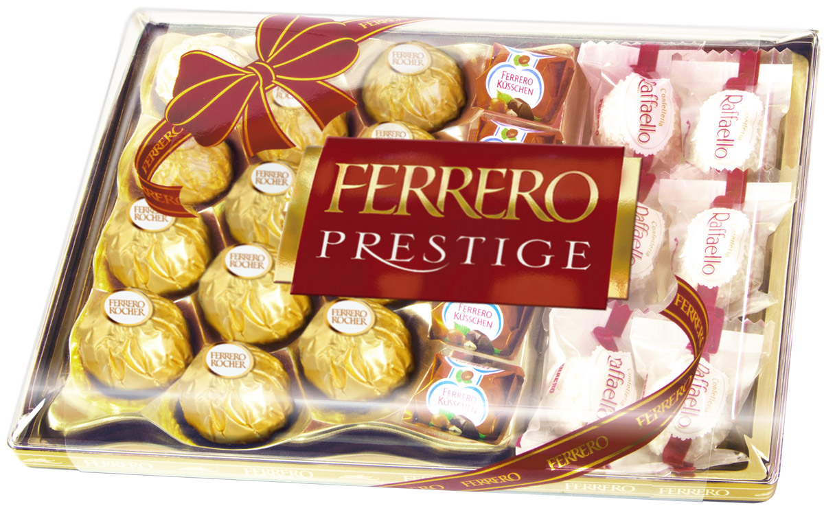 Ferrero Prestige набор конфет: Ferrero Rocher, Raffaello, Ferrero Kusschen, 254 г77119025/77085646/77099221 Ferrero Prestige набор конфет: Ferrero Rocher, Raffaello, Ferrero Kusschen, 254 г77119025/77085646/77099221Ferrero Prestige – это коллекция лучших конфет компании Ferrero. Ferrero Rocher, Raffaello, Ferrero Kusschen: с кокосовой стружкой, с кремовыми наполнителями, с орехами, с фруктами, с шоколадной глазурью. Собранные все вместе в элегантной пластиковой упаковке, эти конфеты станут идеальным подарком для людей, которые ценят качество и разнообразие вкусов.