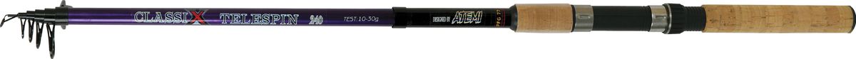 Удилище спиннинговое телескопическое Atemi Classix Telespin, с пробковой ручкой, 2,1 м, 10-30 г
