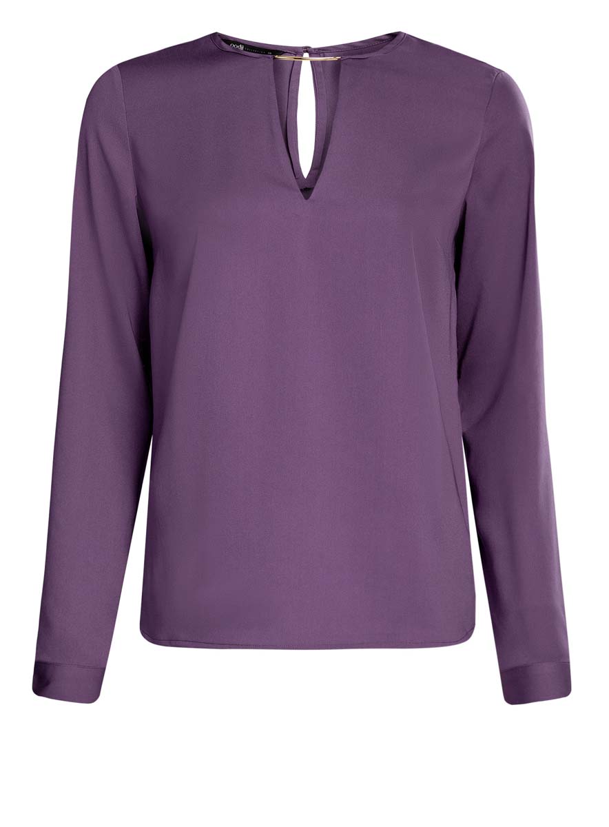 Блузка женская oodji Collection, цвет: фиолетовый. 21400396/38580/8800N. Размер 36 (42-170)21400396/38580/8800N Блузка женская oodji Collection, цвет: фиолетовый. 21400396/38580/8800N. Размер 36 (42-170)21400396/38580/8800NЖенская блузка oodji Collection изготовлена из легкой ткани свободного кроя. Блузка имеет длинные рукава и оригинальный вырез горловины, дополненный декоративной вставкой. На спинке так же имеется вырез-капелька. Застегивается сзади и на манжетах на металлические пуговицы.