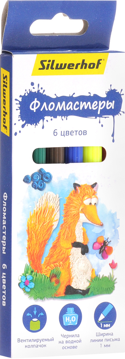 Silwerhof Фломастеры Пластилиновая коллекция 6 цветов867199-06 Silwerhof Фломастеры Пластилиновая коллекция 6 цветов867199-06Фломастеры Silwerhof Пластилиновая коллекция - это 6 ярких насыщенных цветов в разноцветных пластиковых корпусах (цвет корпуса соответствует цвету чернил). Каждый фломастер оснащен плотным вентилируемым колпачком, защищающим чернила от испарения.Чернила изготовлены на водной основе. Легко отстирываются и смываются с рук.Фломастеры Silwerhof - идеальный инструмент для самовыражения и развития маленького художника!