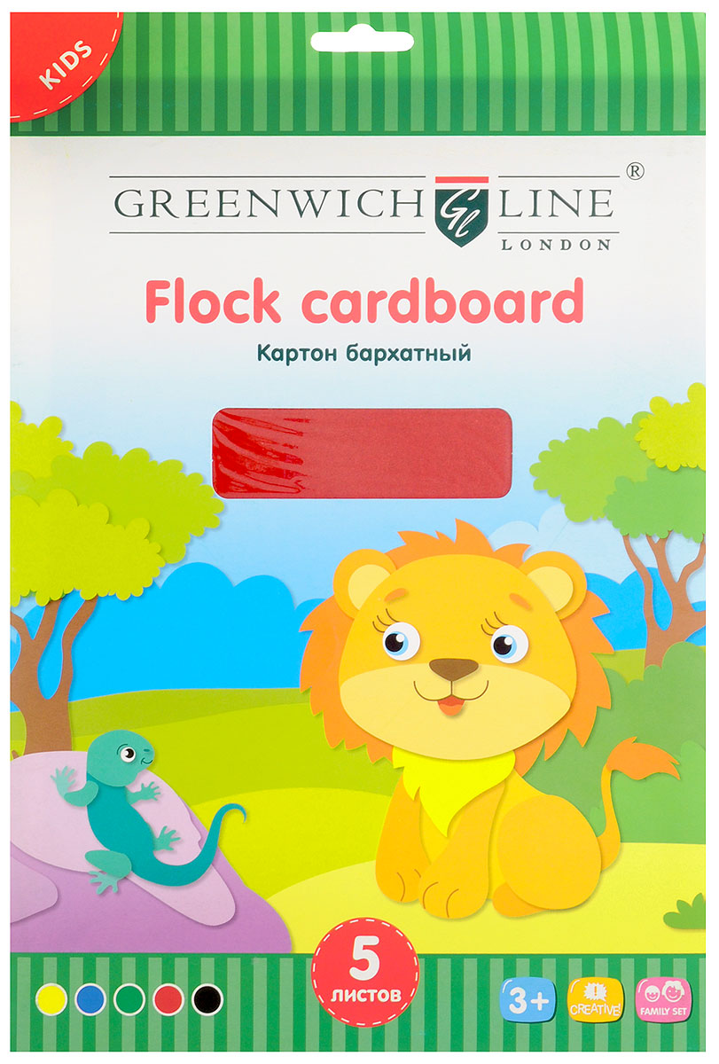 Greenwich Line Картон бархатный 5 листовFc4-07690 Greenwich Line Картон бархатный 5 листовFc4-07690Бархатный цветной картон Greenwich Line формата А4 идеально подходит для детского творчества: создания аппликаций, оригами и многого другого.В упаковке 5 листов бархатного картона 5 цветов. Бумага упакована в картонную папку.Детские аппликации из цветного картона - отличное занятие для развития творческих способностей и познавательной деятельности малыша, а также хороший способ самовыражения ребенка.Рекомендуемый возраст: от 3 лет.