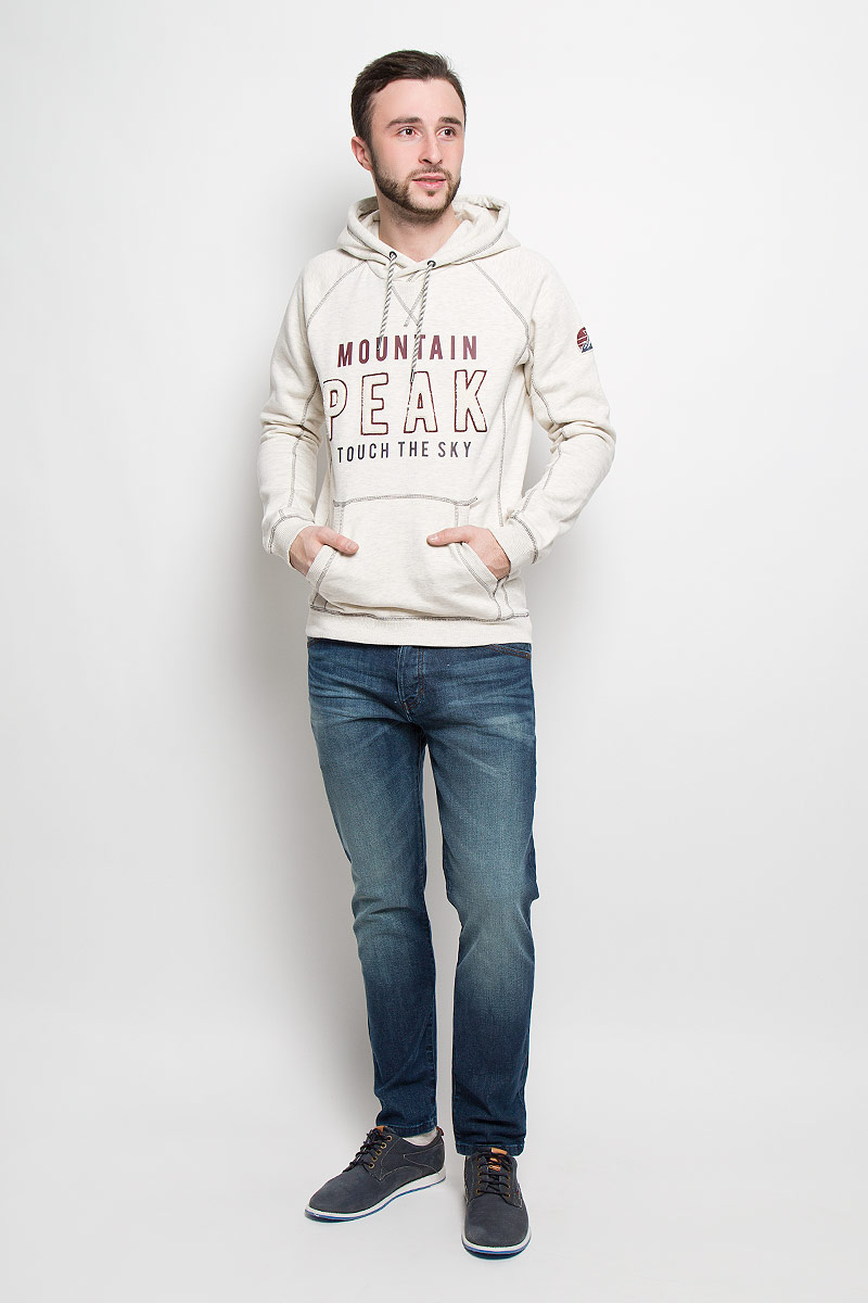 Толстовка мужская Tom Tailor Denim, цвет: серо-бежевый. 2530654.00.12_2608. Размер M (48)2530654.00.12_2608 Толстовка мужская Tom Tailor Denim, цвет: серо-бежевый. 2530654.00.12_2608. Размер M (48)2530654.00.12_2608Мужская толстовка Tom Tailor выполнена из хлопка с добавлением полиэстера. Модель с капюшоном и длинными рукавами-реглан спереди дополнена карманом-кенгуру. Край капюшона дополнен шнурком-кулиской. Манжеты рукавов и низ изделия дополнены широкими трикотажными резинками. С внутренней стороны толстовка с мягким начесом.