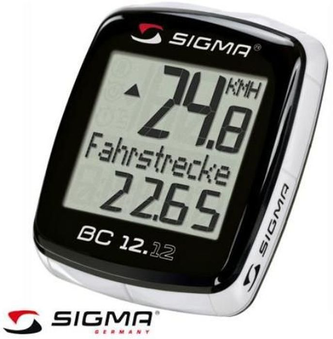 Велокомпьютер Sigma BC 12.12 STS Topline, 12 функцийSIG_02130 Велокомпьютер Sigma BC 12.12 STS Topline, 12 функцийSIG_02130Функции: текущая скорость средняя скорость максимальная скорость сравнение текущей и максимальной скоростей дистанция поездки общий путь (не показывается во время движения) отдельный счетчик пути с ручным включением/выключением время в пути общее время за все поездки (не показывается во время движения) отдельный счетчик времени с ручным включением/выключением часы количество сэкономленного топлива общее количество сэкономленного топлива (не показывается во вреям движения) текущая темпеартураАвтоматическое включение/выключение при езде и остановкеВлагозащищенСохранение данных при замене батарейкиИндикатор разряда батареи компьютера и датчикаЕсть возможность подключения к компьютеру с помощью дополнительных аксессуаров.