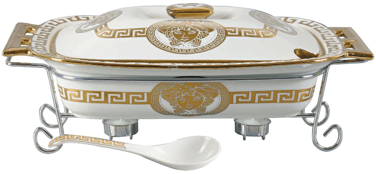 Мармит Madonna, цвет: белый, золотистый, 2,5 л. 1137MA1137MA Мармит Madonna, цвет: белый, золотистый, 2,5 л. 1137MA1137MAМармит Madonna выполненный из фарфора предназначен для приготовления блюд в духовке. Изделие с металлической подставкой с подсвечниками и фарфоровой ложкой. Фарфоровая форма декорирована оригинальным золотистым узором. Благодаря красивому дизайну мармит с приготовленным блюдом можно сразу подавать на стол, не перекладывая на сервировочные тарелки. Форма помещается на металлическую подставку. Свечи обеспечивает легкий подогрев блюда и не дает ему остыть. Элегантный дизайн мармита позволит ему изящно украсить стол.