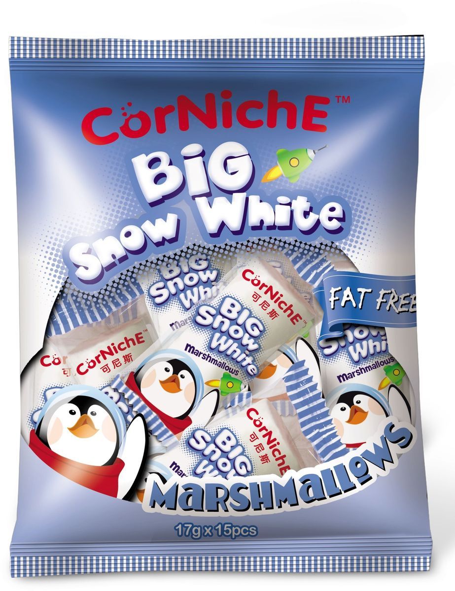 Corniche Marshmallows большой снежок, 255 гифи040 Corniche Marshmallows большой снежок, 255 гифи040Поедем на пикник, будем жарить зефир на костре - эта загадочная фраза именно о маршмеллоу – воздушном жевательном зефире, который можно растапливать на огне и в горячем кофе/какао/шоколаде. Кусочек мягкого, ароматного зефира имеет такую форму, чтобы ее было удобно надеть на палочку и протянуть к огню. Снаружи у него образуется тонкая корочка, а внутри бушует маленькое море растопленного зефира. Как использовать - для пикников и вечерних посиделок у костра, в качестве топпинга к мороженому, пудингу, фруктовым салатам. Как ароматная добавка к кофе, какао, горячему шоколаду, для приготовления домашней мастики и украшения тортов.