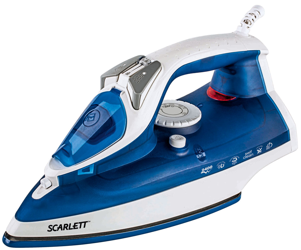 Scarlett SC-SI30E01, Blue утюгSC-SI30E01 Scarlett SC-SI30E01, Blue утюгSC-SI30E01Утюг Scarlett SC-SI30E01 облегчает уход за одеждой и безусловно порадует вас своими поистине безграничными возможностями. Ультрагладкая подошва утюга Scarlett SC-SI30E01 с керамическим покрытием обеспечивает идеальное скольжение и избавит ваши вещи даже от самых сложных складок.Прибор обладает всеми необходимыми характеристиками для отличного результата: сухое глажение, отпаривание с регулировкой, функция разбрызгивания, возможность вертикального отпаривания. Модель оснащена функциями парового удара и самоочистки, а также системами антикапля и антинакипь. Помимо этого утюг Scarlett SC-SI30E01 оснащен функцией Автоотключение. Он выключается через 30 секунд в горизонтальном положении, через 8 минут в вертикальном положении.Сетевой шнур крепится при помощи шарового механизма, что не позволяет ему запутаться во время эксплуатации.