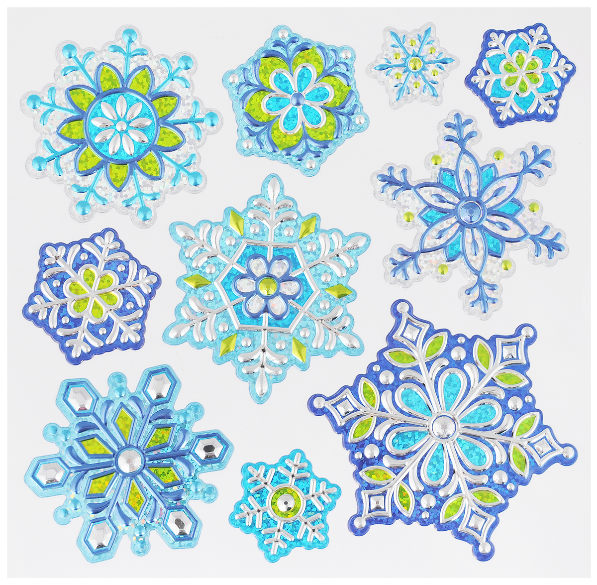 Украшение новогоднее оконное Winter Wings Снежинки, 10 штN09363 Украшение новогоднее оконное Winter Wings Снежинки, 10 штN09363Новогоднее оконное украшение Winter Wings Снежинки поможет украсить дом к предстоящим праздникам. Наклейки изготовлены из ПВХ.С помощью этих украшений вы сможете оживить интерьер по своему вкусу, наклеить их на окно, на зеркало или на дверь.Новогодние украшения всегда несут в себе волшебство и красоту праздника. Создайте в своем доме атмосферу тепла, веселья и радости, украшая его всей семьей. Размер листа: 17,5 х 18 см. Количество наклеек на листе: 10 шт.