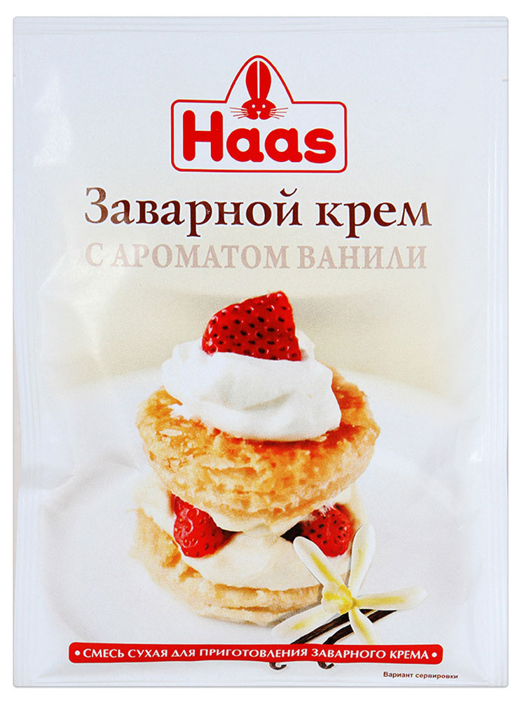 Haas крем заварной ванильный, 100 г226053 Haas крем заварной ванильный, 100 г226053Заварной ванильный крем Haas идеален в качестве начинки для пирожных из заварного, слоеного и песочного теста (эклеров, профитролей, круассанов, корзиночек), а также для кондитерских изделий с вафельной основой (трубочек, домашних вафель).Отличная добавка к блюдам из пресного бездрожжевого теста (мучным клецкам, блинчикам). Может использоваться в качестве кремовой прослойки для тортов, а также как дополнение к различным десертам (запеканкам, пудингам, суфле).Уважаемые клиенты! Обращаем ваше внимание, что полный перечень состава продукта представлен на дополнительном изображении.