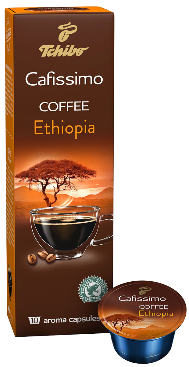 Cafissimo Coffee Ethiopia кофе в капсулах, 10 шт484746 Cafissimo Coffee Ethiopia кофе в капсулах, 10 шт484746Cafissimo Coffee Ethiopia имеет ароматный и бодрящий вкус. Плодородные земли Эфиопского нагорья дарят этому кофе хорошо сбалансированный аромат с цветочными нотками. Традиционный итальянский способ обжарки помогает раскрыть его мягкий аромат.