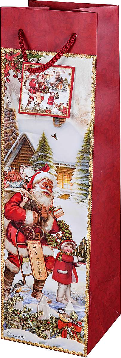 Пакет подарочный для бутылки Mister Christmas Дед Мороз, 10 х 10 х 35 смBR-BB-25 Пакет подарочный для бутылки Mister Christmas Дед Мороз, 10 х 10 х 35 смBR-BB-25Подарочный пакет для бутылки Mister Christmas Дед Мороз, изготовленный из плотной бумаги, станет незаменимым дополнением к выбранному подарку. Дно изделия укреплено картоном, который позволяет сохранить форму пакета и исключает возможность деформации дна под тяжестью подарка. Для удобной переноски имеются две текстильные ручки в виде шнурков.Подарок, преподнесенный в оригинальной упаковке, всегда будет самым эффектным и запоминающимся. Окружите близких людей вниманием и заботой, вручив презент в нарядном, праздничном оформлении.