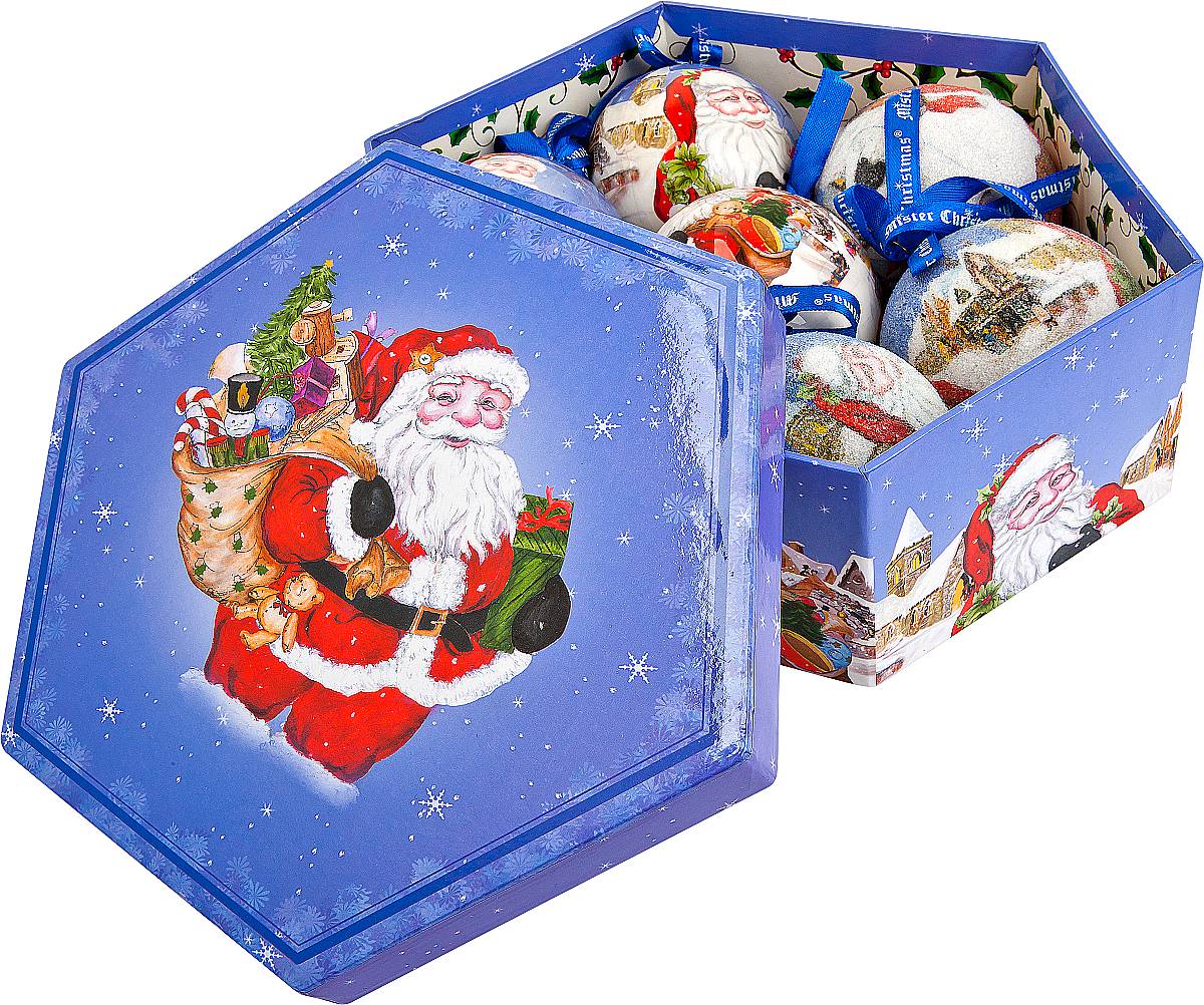Набор новогодних подвесных украшений Mister Christmas Папье-маше, диаметр 7,5 см, 7 шт. PM-3-7PM-3-7 Набор новогодних подвесных украшений Mister Christmas Папье-маше, диаметр 7,5 см, 7 шт. PM-3-7PM-3-7Набор Mister Christmas Папье-маше состоит из 6 подвесных украшений ручной работы, которые изготовлены из бумаги и покрыты несколькими слоями лака или мелкой пластиковой крошкой. Такие шары очень легкие, но в то же время удивительно прочные. На создание одной такой игрушки уходит несколько дней. И в результате получается настоящее произведение искусства! Все изделия оснащены атласной ленточкой с логотипом бренда Mister Christmas для подвешивания. Такие украшения станут превосходным подарком к Новому году, а так же дополнят коллекцию оригинальных новогодних елочных игрушек.