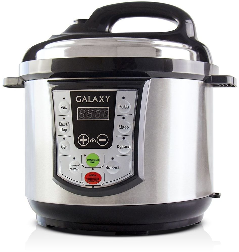 Galaxy GL 2651 мультиварка-скороварка4630003366658 Galaxy GL 2651 мультиварка-скороварка4630003366658Простота, удобство в обращении и одновременная многофункциональность мультиварки-скороварки Galaxy GL 2651 позволят вам наслаждаться процессом приготовления пищи, не затрачивая много времени и сил!Мультиварка-скороварка Galaxy GL 2651 готовит под давлением, что значительно сокращает время приготовления и максимально сохраняет натуральный вкус, цвет и полезные свойства продуктов. Емкость для приготовления на пару выполнена из прочной нержавеющей стали, которая не выделяет в пищу вредных химических соединений и не деформируется под воздействием давления.