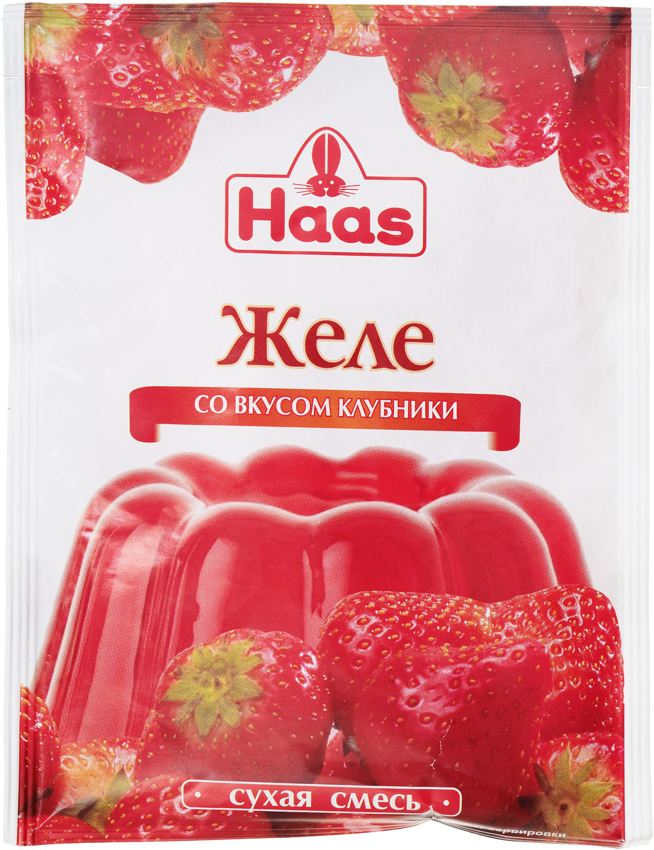 Haas желе десертное Клубника, 50 г239032 Haas желе десертное Клубника, 50 г239032Легкий фруктовый десерт. Способ приготовления:Вскипятить воду. Содержимое одного пакета засыпать в 250 мл кипяченой горячей воды и тщательно перемешать до полного растворения. Влить в подготовленные формы и поставить в холодильник до полного застывания (2,5-3 часа).Готовое желе можно порезать кубиками или другими фигурными кусочками, которые украсят любой домашний десерт и придадут оригинальность праздничной сервировке. Залейте остывшим желе ягоды или фрукты и украсьте взбитыми сливками. Праздничный десерт готов!Уважаемые клиенты! Обращаем ваше внимание, что полный перечень состава продукта представлен на дополнительном изображении.