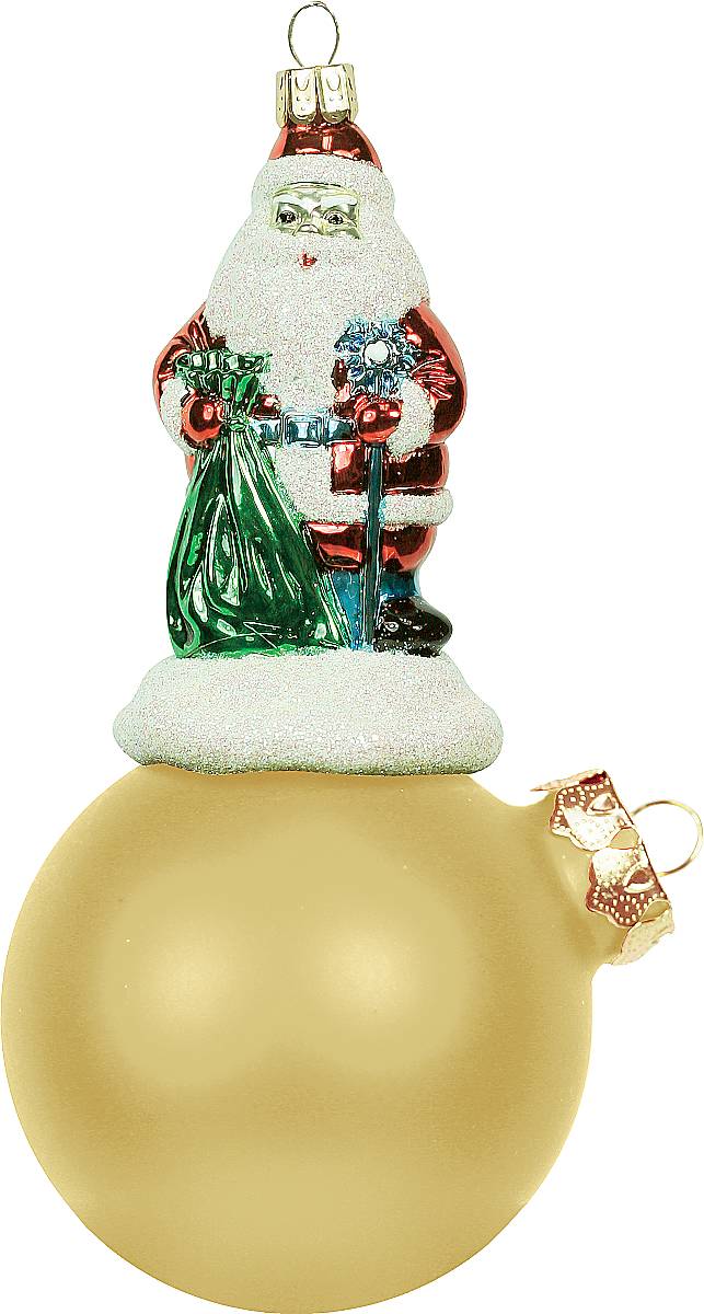 Украшение новогоднее подвесное Mister Christmas Дед Мороз на шаре, цвет: золотистый, длина 15 см. BD 80-103BD 80-103 Украшение новогоднее подвесное Mister Christmas Дед Мороз на шаре, цвет: золотистый, длина 15 см. BD 80-103BD 80-103Подвесное украшение Mister Christmas Дед Мороз на шаре представляет собой весьма оригинальную елочную игрушку 2 в 1. Это и классический елочный шар, и миниатюрная фигурка Деда Мороза. Изделие выполнено из качественного пластика и отличается прочностью и безопасностью. Матовые краски, блестки, крепления - все эти элементы декора долгие годы будут поддерживать идеальное состояние елочной игрушки. Украшение Mister Christmas Дед Мороз на шаре - это не просто классическая елочная игрушка. Оно может стать элементом праздничного декора, если установить на специальной подставке. В любом случае такая игрушка будет привлекать внимание и создавать праздничную атмосферу в доме или офисе.