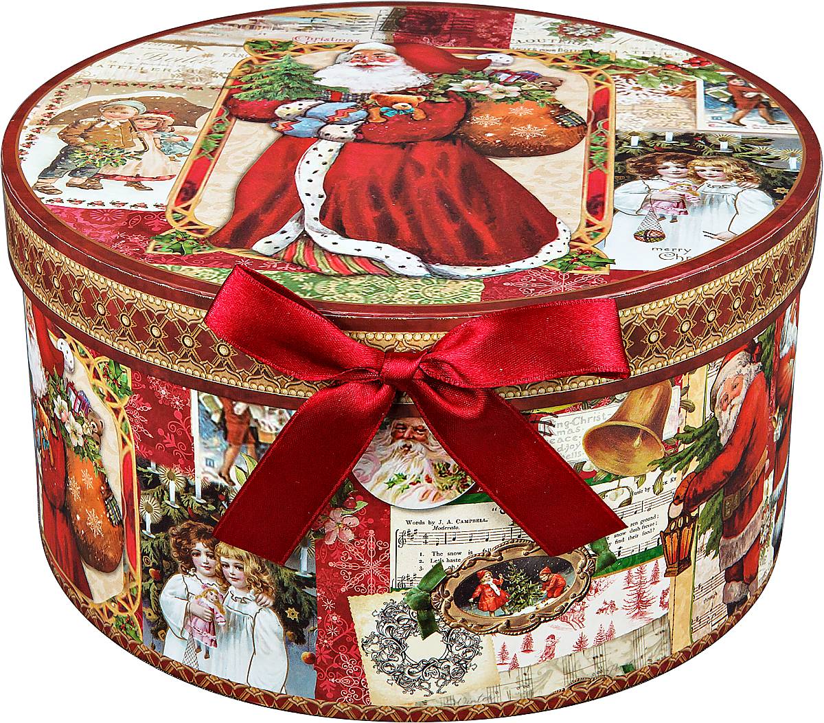 Коробка подарочная новогодняя Mister Christmas Дед Мороз и дети, круглая, 13,3 х 13,3 х 6 смBR-B-ROUND-B-4 Коробка подарочная новогодняя Mister Christmas Дед Мороз и дети, круглая, 13,3 х 13,3 х 6 смBR-B-ROUND-B-4Круглая картонная коробка Mister Christmas Дед Мороз и дети - это один из самых распространенных вариантов упаковки подарков. Любой, даже самый нестандартный подарок упакованный в такую коробку, создаст момент легкой интриги, а плотный картон сохранит содержимое в первоначальном виде. Оригинальный дизайн самой коробки будет долго напоминать владельцу о трогательных моментах получения подарка.