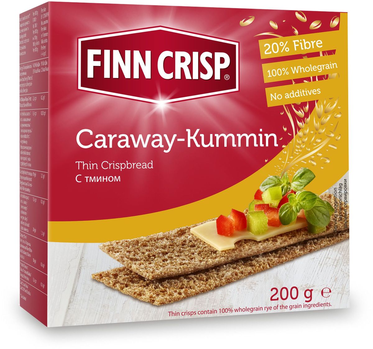 Finn Crisp Caraway хлебцы с тмином, 200 г20211 Finn Crisp Caraway хлебцы с тмином, 200 г20211В 1952 году началось производство сухариков FINN CRISP (ФИНН КРИСП), когда стартовали Олимпийские Игры в Хельсинки (Финляндия).Многие годы натуральные ржаные сухарики FINN CRISP отражают дух Финляндии для миллионов покупателей по всему миру, заботящихся о здоровом питании. Высушивать хлеб - давняя финская традиция и FINN CRISP до сих пор придерживаются этой традиции создавая хлебцы по старому классическому финскому рецепту.Бренд FINN CRISP принадлежит компании VAASAN Group’s.VAASAN - это крупнейшая хлебопекарная компания в Балтийском регионе со столетней историей, занимающаяся производством продукции для правильного и здорового питания. Занимающая второе место по производству сухариков и хлебцев, а её продукция экспортируются в более чем 50 государств!