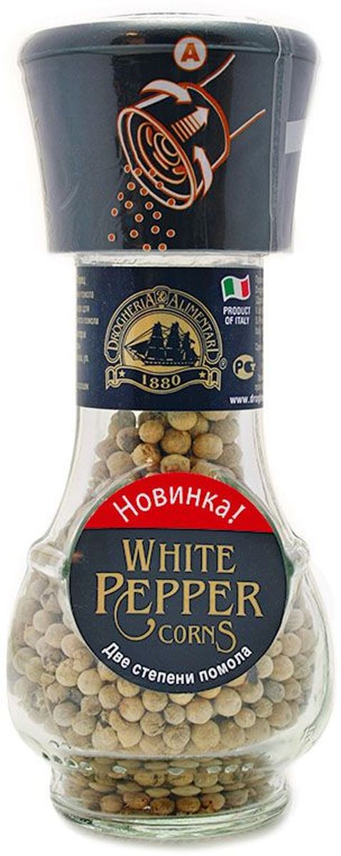 Drogheria е Alimentari мельница две степени помола белый перец, 52 г72216 Drogheria е Alimentari мельница две степени помола белый перец, 52 г72216Мельницы Drogheria & Alimentari раскроют уникальный аромат каждой специи и пряности непосредственно в процессе приготовления любимого блюда. Уникальная мельница Drogheria & Alimentari позволяет выбрать необходимую степень помола - крупную или мелкую. С её помощью можно без усилий перемолоть даже самые твердые частички. Компания Drogheria & Alimentari, основанная в 1880 году во Флоренции, в настоящее время обладает самыми большими производственными мощностями в Европе.