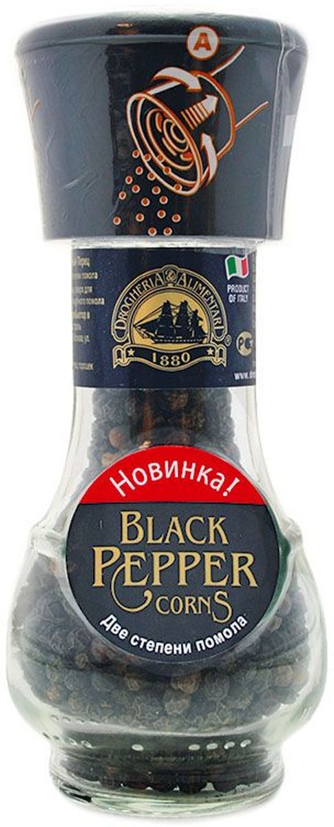 Drogheria е Alimentari мельница две степени помола черный перец, 46 г72218 Drogheria е Alimentari мельница две степени помола черный перец, 46 г72218Мельницы Drogheria & Alimentari раскроют уникальный аромат каждой специи и пряности непосредственно в процессе приготовления любимого блюда. Уникальная мельница Drogheria & Alimentari позволяет выбрать необходимую степень помола - крупную или мелкую. С её помощью можно без усилий перемолоть даже самые твердые частички соли. Компания Drogheria & Alimentari, основанная в 1880 году во Флоренции, в настоящее время обладает самыми большими производственными мощностями в Европе.