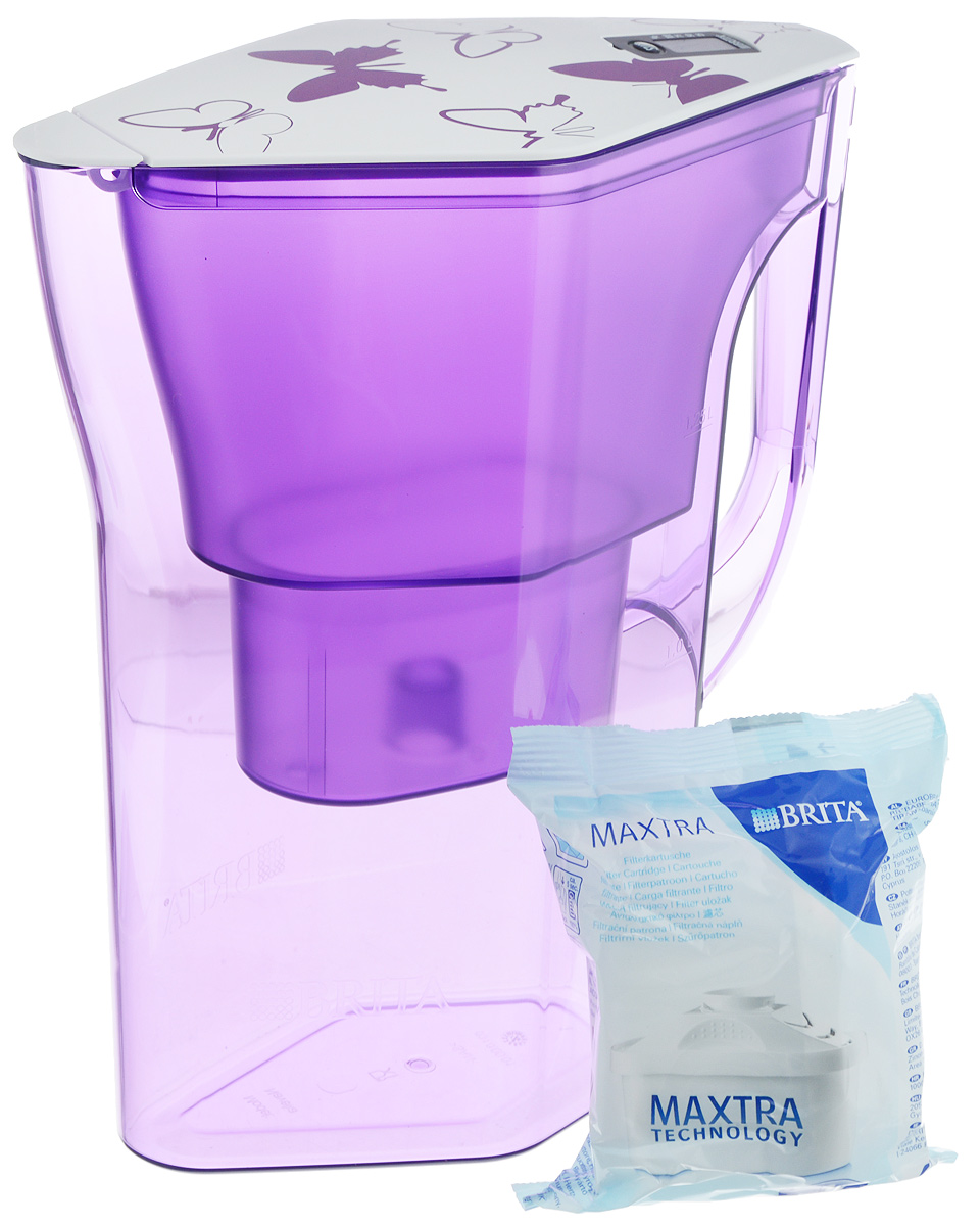 Фильтр-кувшин Brita Навелия, цвет: фиолетовый, 2,3 л4006387056001/1017319 Фильтр-кувшин Brita Навелия, цвет: фиолетовый, 2,3 л4006387056001/1017319Фильтр-кувшин Brita Навелия, выполненный из пластика, станет необходимым помощником на вашей кухне. Вода, очищенная данным фильтром обладает рядом преимуществ:- улучшает вкус горячих и холодных напитков, - увеличивает срок службы бытовых приборов, препятствуя образованию накипи, - идеальна для приготовления вкусной и здоровой пищи, - придает более насыщенный вкус и аромат чаю и кофе. Технология фильтра Maxtra снижает содержание в воде таких веществ, как хлор, алюминий, тяжелые металлы (свинец и медь), некоторые пестициды и органические примеси. Также он отфильтровывает соли жесткости.Особенности данного фильтра: - только для Maxtra, - календарь: электронный индикатор ресурса кассеты будет автоматически напоминать вам о необходимости заменить кассету через каждые 4 недели использования, - эргономичный дизайн, - фильтр можно мыть в посудомоечной машине (за исключением крышки), - модель помещается в дверце холодильника.Фильтры Brita имеют уникальную систему очистки, которая помогает смягчить питьевую воду. Они предлагают идеальную возможность улучшить качество питьевой воды дома. Фильтры Brita не только снижают образование известкового налета (карбонатной жесткости), но также эффективно отфильтровывают хлор и металлы, например свинец и медь, которые могут содержаться в системе водопровода. Общий объем фильтра: 2,3 л.Полезный объем: 1,3 л.