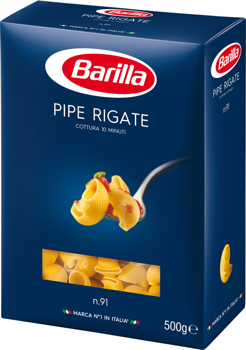 Barilla Pipe Rigate пипе ригате паста, 500 г8076802085912 Barilla Pipe Rigate пипе ригате паста, 500 г8076802085912Некоторые считают, что этот формат пасты родился в Риме, другие же предполагают, что она появилась впервые на севере Центральной Италии. В одном можно быть точно уверенными, что Пипе Ригате - один из самых веселых и причудливых форматов пасты, который пробуждает фантазию и провоцирует на кулинарные эксперименты.Благодаря своей форме, Пипе Ригате отлично сочетаются с самыми разнообразными соусами, которые прекрасно удерживаются на ребристой поверхности пасты и внутри нее, благодаря чему раскрывается неповторимый вкус всех ингредиентов. Именно поэтому Пипе Ригате успешно выступают в сочетании даже с самыми легкими соусами.Пипе Ригате идеально сочетается с соусами из овощей и сыров, которые, попадая внутрь изогнутой формы, позволят медленно насладиться их вкусом. Они также будут хороши с густыми ароматными соусами, например, с соусом из грибов, колбасок и острого красного перца.Уважаемые клиенты! Обращаем ваше внимание на то, что упаковка может иметь несколько видов дизайна. Поставка осуществляется в зависимости от наличия на складе.