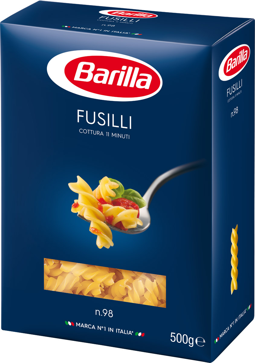 Barilla Fusilli паста фузилли, 500 г8076802085981 Barilla Fusilli паста фузилли, 500 г8076802085981Фузилли родом из северной Италии. Название происходит от слова fuso, с итальянского веретено, с помощью которого пряли шерсть. По форме фузилли напоминают три скрепленные вместе и закрученные по спирали лопасти, благодаря чему паста прекрасно удерживает соус. С фузилли невозможно ошибиться: они прекрасно сочетаются со всеми видами соусов. С этим видом пасты легко экспериментировать - результат всегда будет потрясающим.Фузилли лучше всего подходят к соусам на основе мяса или сыра, однако также прекрасно раскрывают свою индивидуальность в салатах: мелко нарезанные свежие овощи, специи, тунец, заправленные оливковым маслом – идеальный вариант позднего ужина. Если вы ищете простой рецепт, то Barilla предлагает вам приготовить фузилли с классическим соусом Базилико, добавив в него любимый сыр. Если же вы хотите нечто изысканное, подайте их со спаржей и прошутто: отварите фузилли и спаржу, соедините все вместе с прошутто - успех вам гарантирован.Уважаемые клиенты! Обращаем ваше внимание на то, что упаковка может иметь несколько видов дизайна. Поставка осуществляется в зависимости от наличия на складе.