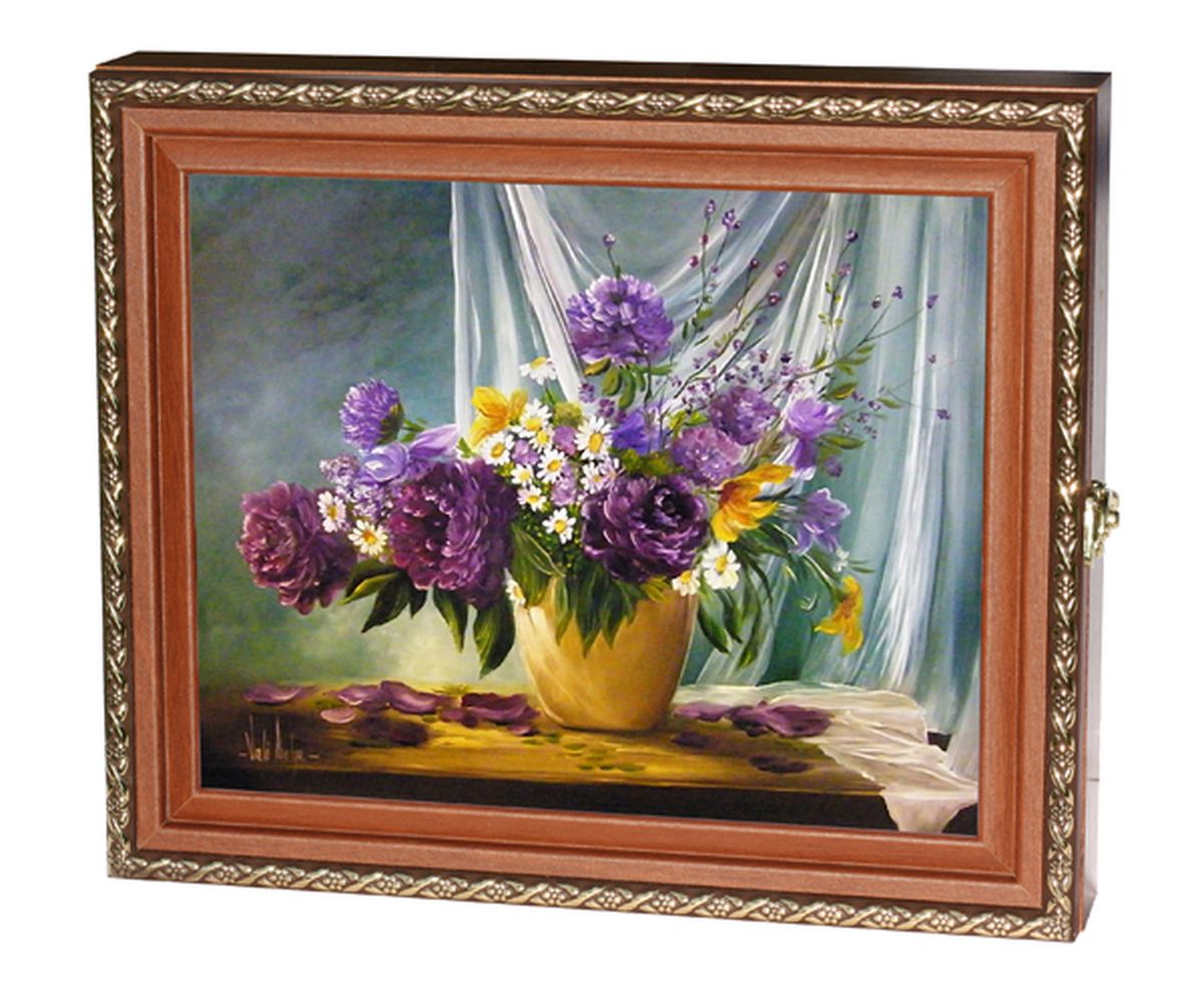 Вешалка-ключница Milarte Элегант, 25 х 30 х 5,5 см. KEV-111031KEV-111031 Вешалка-ключница Milarte Элегант, 25 х 30 х 5,5 см. KEV-111031KEV-111031Вешалка-ключница Milarte Элегант, выполненная из МДФ, украсит интерьер помещения, а также поможет создать атмосферу уюта. Ключница, декорированная оригинальным изображением, станет не только украшением вашего дома, но и послужит функционально. Она представляет собой ящичек, внутри которого предусмотрено 9 металлических крючков для ключей в два ряда. Дверца фиксируется к корпусу на крючок. Вешалка-ключница подвешивается на стену, крепежные элементы входят в комплект.Размер изображения: 24 х 19 см.
