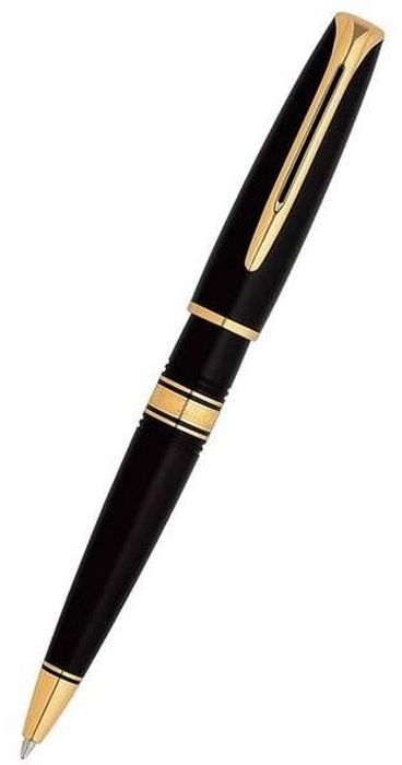 Waterman Ручка шариковая Charleston Ebony Black GT синяя корпус черный золото