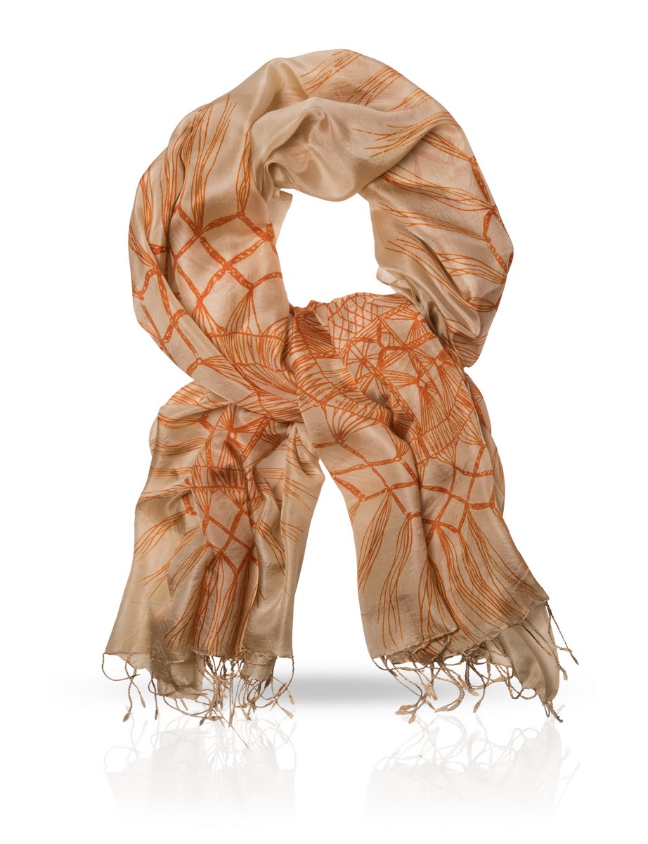 Палантин Michel Katana, цвет: бежевый, оранжевый. S-GYPSEY. Размер 110 см х 180 см
