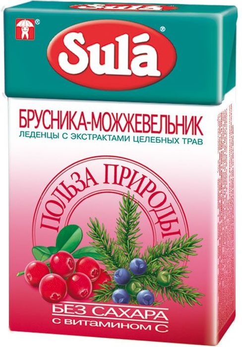 Sula Брусника-Можжевельник леденцы, 40 г8251959 Sula Брусника-Можжевельник леденцы, 40 г8251959Брусника повышает иммунитет, укрепляет сосуды, богата пищевыми волокнами, витаминами С и А, калием, железом. Можжевельник обладает общеукрепляющим действием, улучшает обмен веществ.