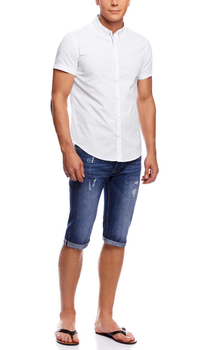 Рубашка мужская oodji, цвет: белый. 3L210032M/44263N/1000O. Размер 40-182 (48-182)