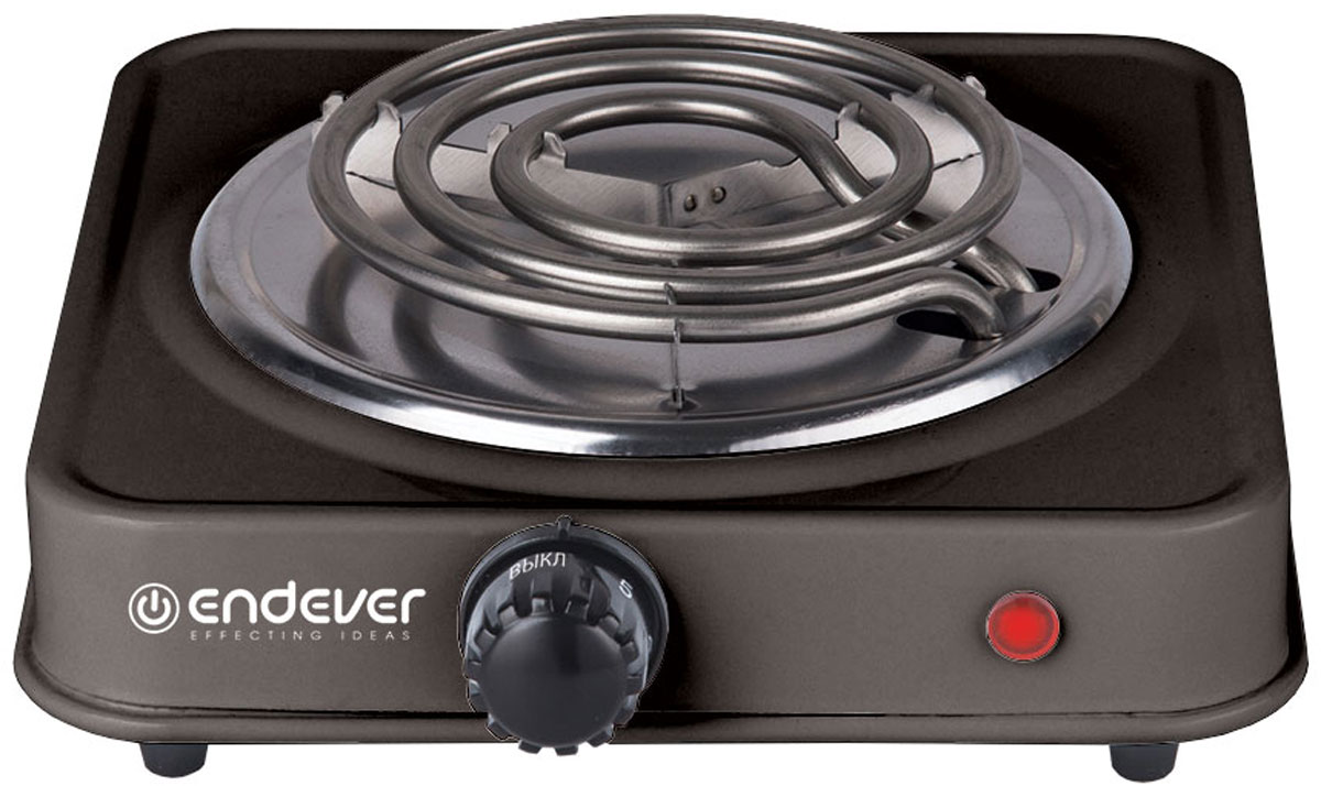 Endever Skyline EP-10, Black плитка электрическаяEP-10В_черный Endever Skyline EP-10, Black плитка электрическаяEP-10В_черныйЭлектрическая плитка Endever Skyline EP-10 пригодится дома и на даче, в студенческом общежитии или на маленькой кухне. Плитка имеет надежное эмалевое покрытие, которое легко чистится, устойчиво к истиранию и долго сохраняет отличный внешний вид. О том, что нагревательный элемент подключен к сети, сигнализирует красный индикатор. Плитка имеет прорезиненные ножки для устойчивого положения на поверхности, весит всего 0.7 кг. Мощность ТЭНа составляет 1 кВт, ее можно регулировать при помощи поворотного переключателя-термостата. Длина шнура составляет 1,6 метра.