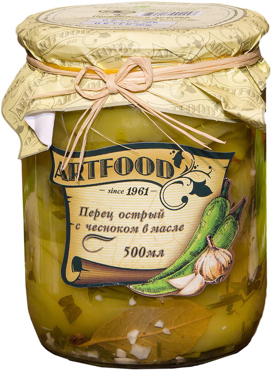 Artfood перец острый с чесноком в масле, 500 мл23001110200017 Artfood перец острый с чесноком в масле, 500 мл23001110200017Острый перец в масле Artfood идеально подойдет в качестве закуски к шашлыку. Он придаст пикантную нотку любому вашему блюду. Его можно добавить в суп, салат или солянку в качестве приправы.
