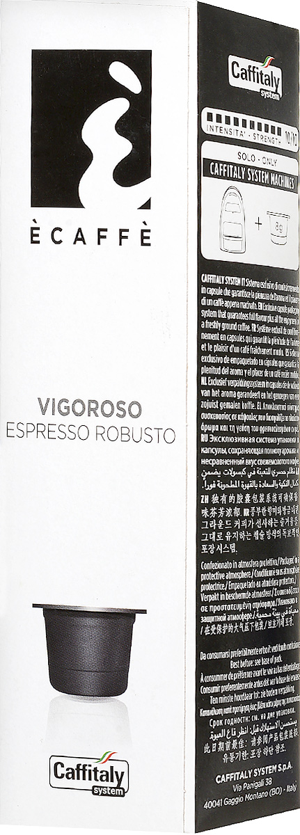 Caffitaly Vigoroso кофе в капсулах, 10 шт8032680750199 Caffitaly Vigoroso кофе в капсулах, 10 шт8032680750199Кофе в капсулах Caffitaly Vigoroso - натуральный жареный молотый кофе.Эспрессо с насыщенным вкусом и великолепной терпкостью с нотками горького какао и темного шоколада.Содержимое упаковки: 10 одноразовых капсул с обжаренным молотым кофе.Эксклюзивная система упаковки в капсулы сохраняет полноту аромата и несравненный вкус свежемолотого кофе.Крепость 10/10.Вес одной капсулы: 8 г.