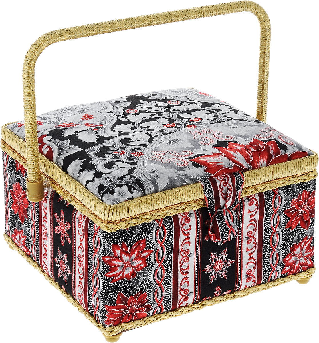 Шкатулка для рукоделия Grace & Glamour Большой серебряный узор, 23,5 х 23,5 х 14,5 смBN4539 Шкатулка для рукоделия Grace & Glamour Большой серебряный узор, 23,5 х 23,5 х 14,5 смBN4539Шкатулка для рукоделия Grace & Glamour Большой серебряный узор, выполненная из пластикового каркаса, обтянута тканью с мягким наполнителем. Крышка закрывается на магнитный замок. Внутри шкатулки одно вместительное отделение. Внутренняя сторона крышки оснащена 1 карманом на резинке и круглой игольницей. Шкатулка снабжена съемным пластиковым вкладышем с 3 секциями для хранения различных мелочей. Такаяоригинальная шкатулка подойдет для хранения разных предметов рукоделия: ниток,иголок, бусин, кнопок и многого другого. Шкатулка Grace & Glamour Большой серебряный узор будет предметомгордости ее обладательницы.Размер шкатулки (без учета ручки): 23,5 х 23,5 х 14,5 см. Размер вкладыша: 20,5 х 20,5 х 3 см.Средний размер секций вкладыша: 9 х 9 х 3см.Высота шкатулки (с учетом ручки): 24,5 см