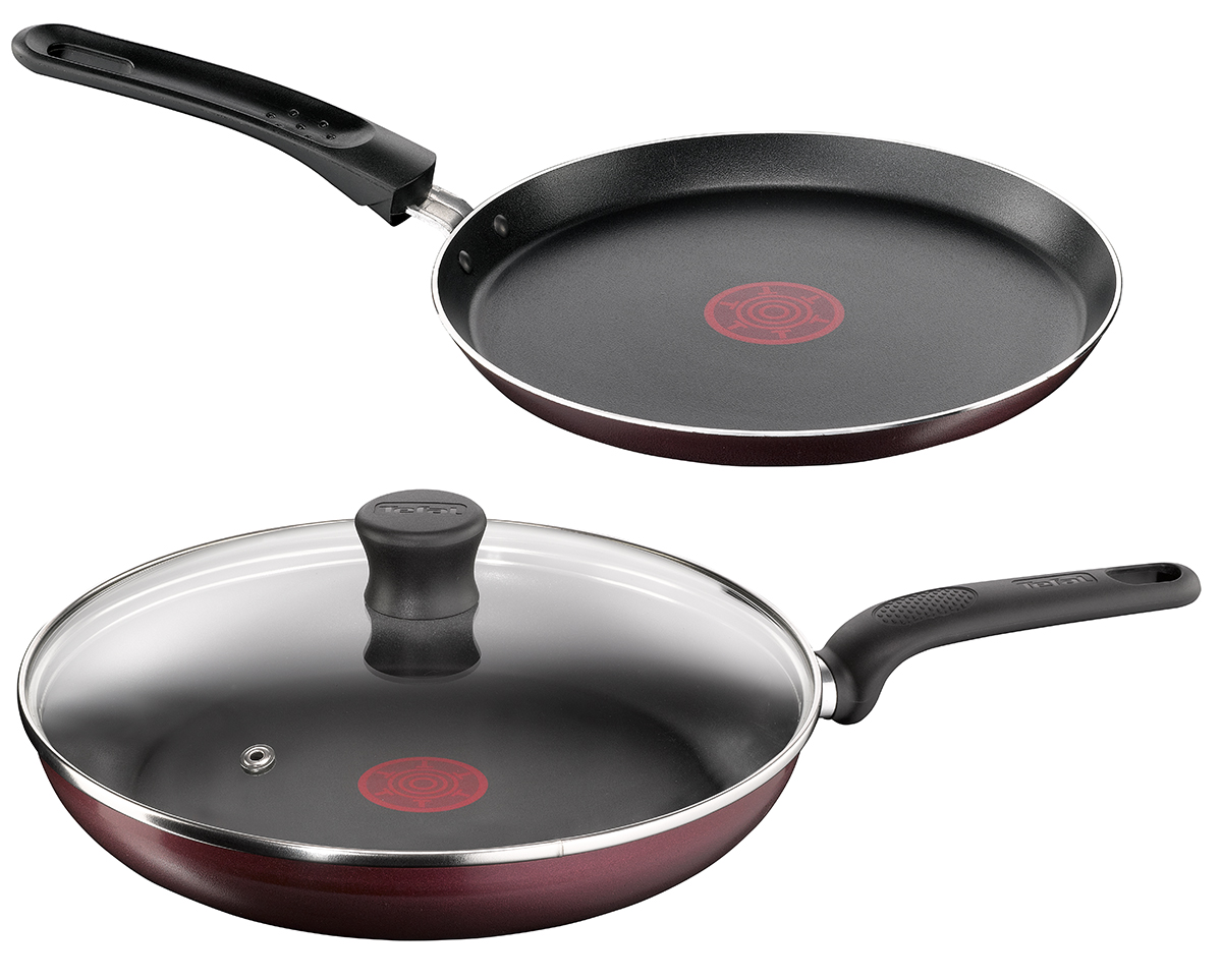 Набор сковородок Tefal Provence, с антипригарным покрытием, 3 предмета. 40806914080691 Набор сковородок Tefal Provence, с антипригарным покрытием, 3 предмета. 40806914080691Набор Tefal Provence состоит из 2 сковородок, одна из которых блинная, и крышки. Изделия изготовлены извысококачественного алюминия с безопаснымантипригарным покрытием. С таким покрытием пища непригорает и посуда легко моется. Не содержит PFOA.Уникальный индикатор нагрева Thermo Spot вовремяподскажет когда дно достигло оптимальной дляприготовления температуры. Благодаря прочному днуDurabase происходит идеальное и равномерноераспределение тепла. Ручки эргономичной формы изготовлены из бакелита.Внешнее покрытие жаростойкое.Прозрачная стеклянная крышка оснащена металлическим ободом и отверстием для выпуска пара.Изделия пригодны для газовых плит. Не подходят дляиндукционных плит. Можно мыть в посудомоечной машине.Диаметр блинной сковороды: 22 см.Диаметр сковороды: 26 см.Диаметр крышки: 26 см.