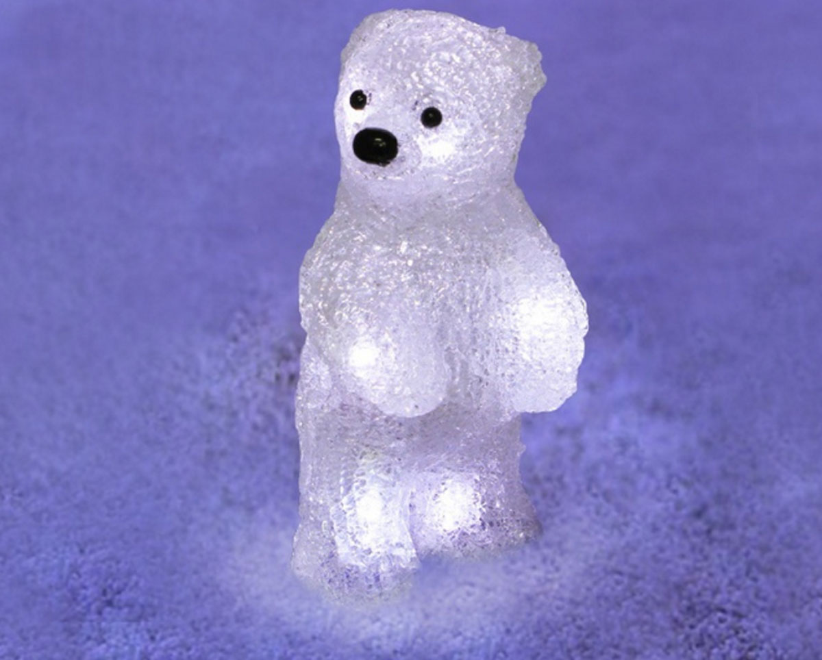 Фигура акриловая светодиодная Neon-Night Медвежонок, 10 LED, 4,5В, 12 х 22 х 13 см513-311 Фигура акриловая светодиодная Neon-Night Медвежонок, 10 LED, 4,5В, 12 х 22 х 13 см513-311Акриловые фигуры за несколько лет вызвали большой интерес у дизайнеров и частных клиентов. С каждым годом расширяется не только ассортимент акриловых фигур, но и появляются новые технологии нанесения акрила. Эти яркие, светящиеся объемные фигуры, состоящие из металлического каркаса, акрила и светодиодов, применяются для оформления и создания новогодней атмосферы в кафе, ресторанах, торговых центрах, магазинах, а также просто в частных домах и квартирах. Акриловая светодиодная фигура Медвежонок высотой 22 см, светящаяся более чем 10 ярких диодов, на батарейках, выполненная по специальной технологии нанесения акрила имитируя шерстяной покров реального животного. Она позволит Вам создать ту самую, настояющую новогоднюю атмосферу и принести сотни радостных улыбок.