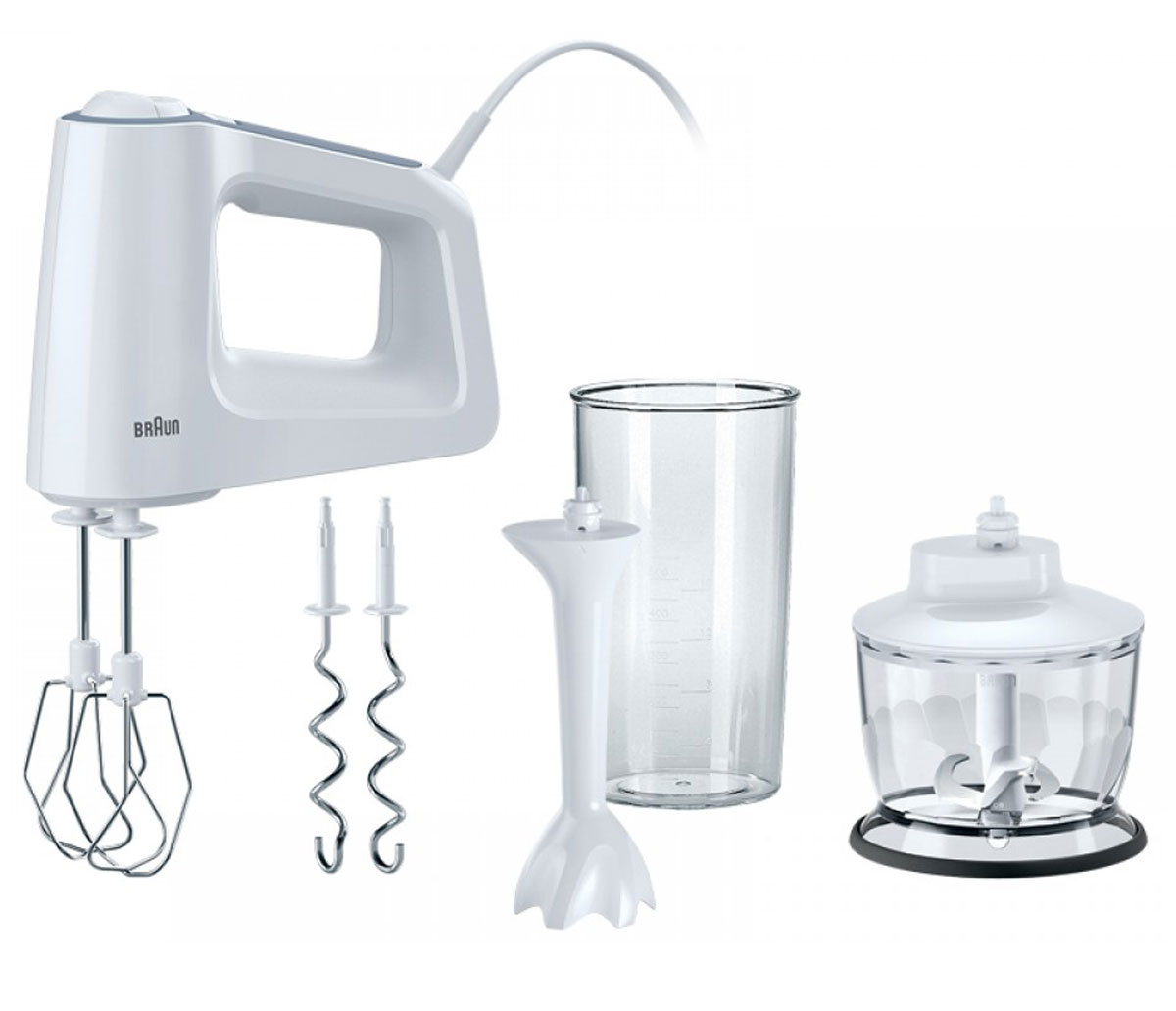 Braun HM3135 миксерHM3135 Braun HM3135 миксерHM3135Не знаете, что лучше выбрать: миксер или блендер? А стоит ли вообще выбирать, если есть миксер-блендер MultiMix 3 HM 3135. Новый MultiMix 3 от Braun - отличный многофункциональный миксер необходимый на каждой кухне. Миксер быстро замесит тесто, взобьет молочный коктейль и измельчит овощи в пюре для ребенка. В комплект входят венчики для взбивания, крюки для замешивания теста, насадка погружной блендер, измельчитель и мерный стакан объемом 600 мл.