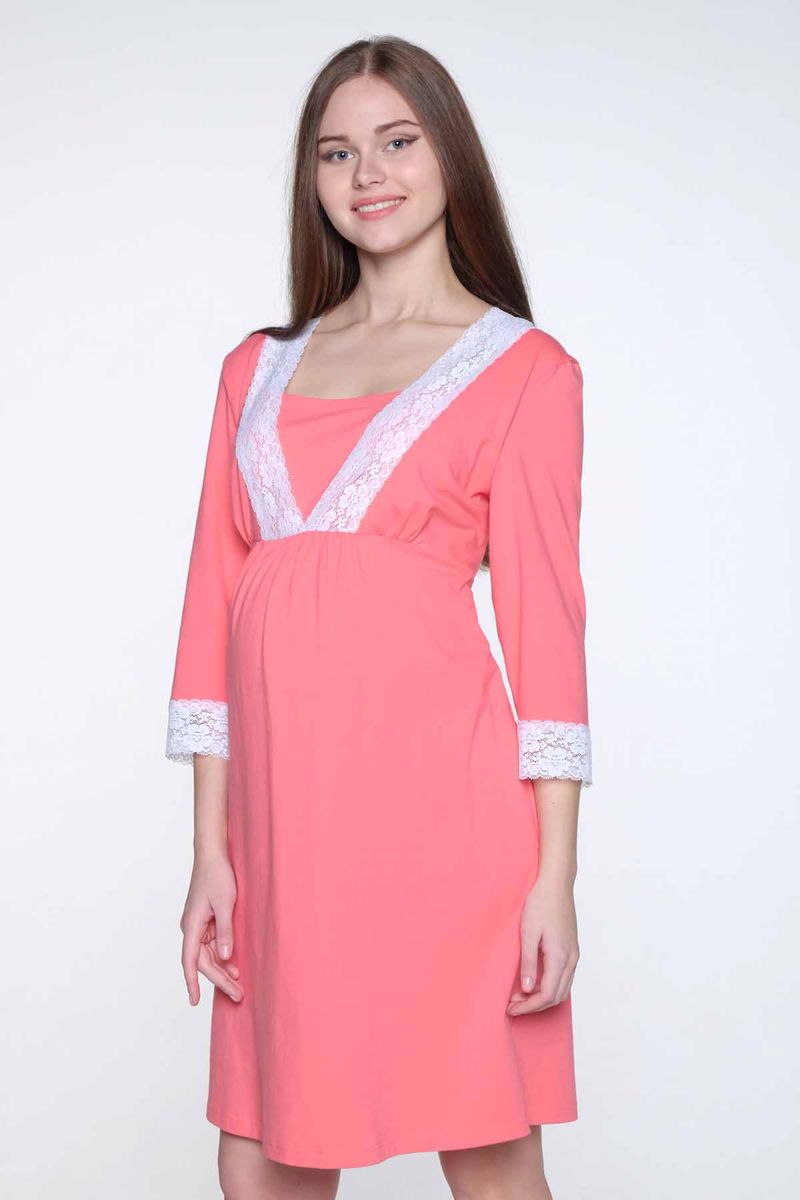 Сорочка для беременных и кормящих Hunny Mammy, цвет: коралловый. 2-НМП 20402. Размер 422-НМП 20402 Сорочка для беременных и кормящих Hunny Mammy, цвет: коралловый. 2-НМП 20402. Размер 422-НМП 20402Удобная трикотажная ночная сорочка для беременных и кормящих Hunny Mammy, изготовленная из высококачественного хлопкового материала с добавлением эластана. Сорочка с рукавами 3/4, украшенными кружевными манжетами. Имеется секрет для кормления.