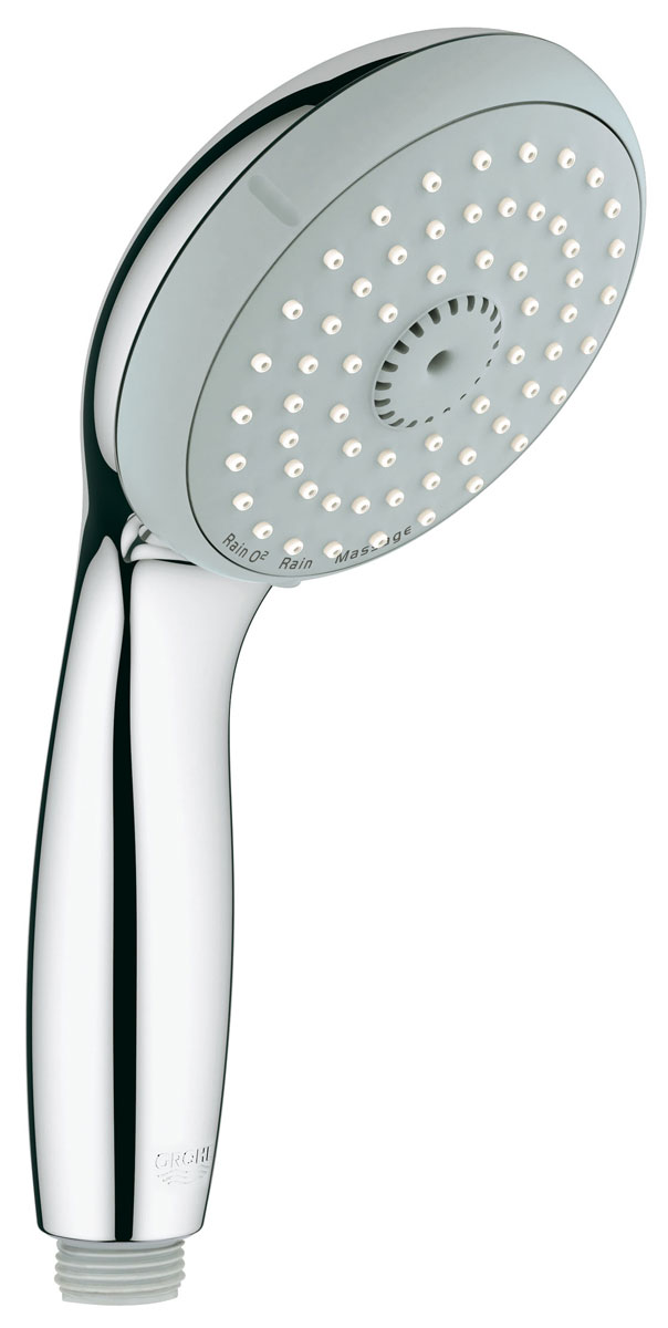 Душ ручной Grohe New Tempesta 10028261001 Душ ручной Grohe New Tempesta 10028261001Grohe New Tempesta 100 - эторучной душ, который поможет вам отдыхать душой и телом. Он располагает тремя режимами струи, которые доставят вам приятные ощущения: это ласковый режим Rain, насыщенный воздушными пузырьками режим Rain O2 Spray и бодрящий режим Massage. Технология DreamSpray обеспечивает равномерное распределение потока воды через все форсунки. Благодаря системе предотвращения известкования SpeedClean, для очищения душевого диска от известкового налета достаточно бережно его протереть. Износостойкое хромированное покрытие StarLight придает ручному душу неприхотливость в уходе, а также восхитительное сияние, которое немедленно преображает интерьер ванной комнаты и со временем не тускнеет. Для защиты от повреждений в случае падения ручной душ снабжен силиконовым кольцом ShockProof.Особенности душа: DreamSpray: превосходный поток воды.StarLight: хромированная поверхность.С системой SpeedClean против известковых отложений.Внутренний охлаждающий канал для продолжительного срока службы.ShockProof: силиконовое кольцо, предотвращающее повреждение поверхности при падении ручного душа.Может использоваться с проточным водонагревателем.Универсальное крепление, подходящее к любому стандартному шлангу.Длина душа: 20,5 см.Диаметр лейки: 9,7 см.