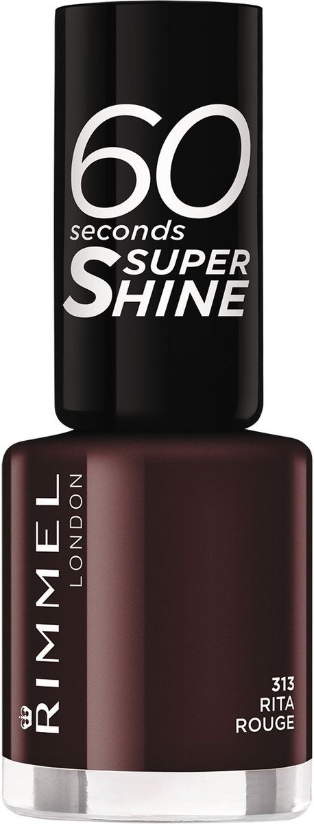 Rimmel Лак для ногтей 60 Seconds Super Shine, тон № 313 (rita rouge), 8 мл34778209313 Rimmel Лак для ногтей 60 Seconds Super Shine, тон № 313 (rita rouge), 8 мл34778209313Формула лака для ногтей 60 seconds Super Shine с аргановым и оливковым маслами для интенсивного ухода за ногтямиТехнология 3-в-1: базовое покрытие, насыщенный цвет и верхнее покрытие - одним движением кисточки!Удобная широкая кисточка Xpress Brush™ для удобного нанесения лакаОдна маленькая бутылочка дает суперблеск и стойкий цвет до 10 дней!Высыхает за 60 секунд!