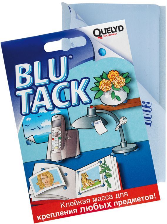 Клейкая масса Quelyd Blu Tack, 0,05 кг30506698 Клейкая масса Quelyd Blu Tack, 0,05 кг30506698Quelyd Blu Tack - это клейкая масса для крепления различных предметов. Идеально подходит для: Прикрепления плакатов, рисунков, фотографий, декоративных материалов, презентаций, карт, сообщений. Удерживания на месте и крепления телефона и счетной машинки к столу, колонок к полу, горшков, различных предметов к полкам. Создания и крепления частей макетов. Подходит для крепления к любым поверхностям: виниловые обои, окрашенные поверхности, дерево, стекло, металл, пластмасса, фарфор. Преимущество - Повторное использование до бесконечности. - Чистота и безопасность. - Широчайшая сфера применения: тысяча использований. - Легко удаляется, не оставляет следов. - Позволяет прикреплять и удерживать множество предметов, не делая дырок ни на поверхности, ни на прикрепляемом материале.Товар сертифицирован.