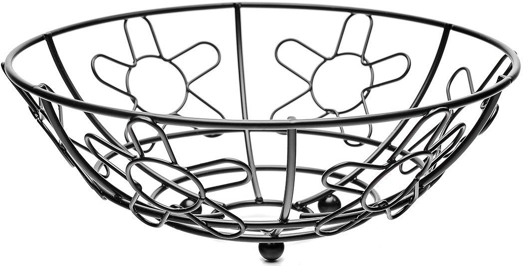 Корзина для фруктов Walmer Flower, цвет: черный, диаметр 24 смW14242496 Корзина для фруктов Walmer Flower, цвет: черный, диаметр 24 смW14242496Каждому хочется иметь на своей кухне стильный и практичный аксессуар, которыйбудет не только красивой частью интерьера, но и прекрасным помощником. Именно такая вещь - корзина для фруктов из серии Flower от известной британской фирмы Walmer. Легкая, яркая и стильная - это то, что приходит в голову при взгляде на нее. Поставьте ее на стол к приходу гостей или во время семейного ужина, и вы увидите, как преобразится ваш интерьер. Корзина для фруктов не будет занимать слишком много места на вашей кухне, ведь ее окружность всего 24 см. Но, несмотря на свой небольшой размер, она очень вместительна. Корзина изготовлена в популярной и практичной круглой форме. Она удачнодополнит любой интерьер и станет удачным подарком для друзей и близких.