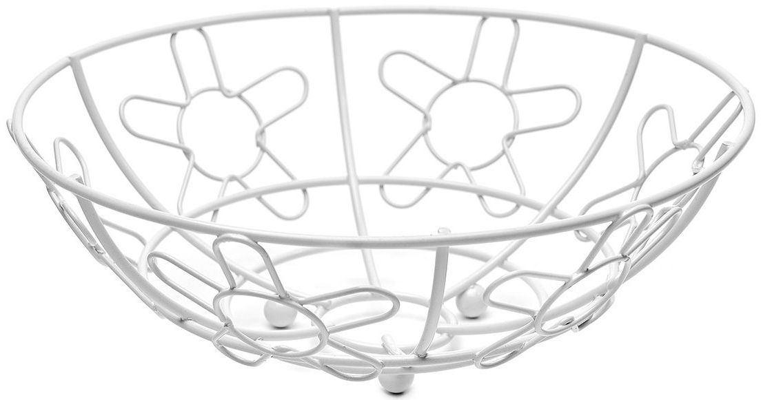 Корзина для фруктов Walmer Flower, цвет: белый, диаметр 24 смW14242498 Корзина для фруктов Walmer Flower, цвет: белый, диаметр 24 смW14242498Каждому хочется иметь на своей кухне стильный и практичный аксессуар, которыйбудет не только красивой частью интерьера, но и прекрасным помощником. Именно такая вещь – корзина для фруктов из серии Flower от известной британской фирмы Walmer. Легкая, яркая и стильная – это то, что приходит в голову при взгляде на нее. Поставьте ее на стол к приходу гостей или во время семейного ужина, и вы увидите, как преобразится ваш интерьер. Корзина для фруктов не будет занимать слишком много места на вашей кухне, ведь ее окружность всего 24 см. Но, несмотря на свой небольшой размер, она очень вместительна. Корзина изготовлена в популярной и практичной круглой форме. Она удачнодополнит любой интерьер и станет удачным подарком для друзей и близких.