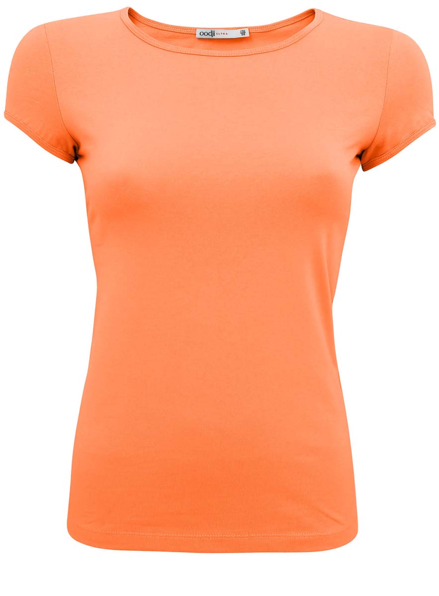 Футболка женская oodji Ultra, цвет: оранжевый. 11301313-9/35582/5500N. Размер 34-170 (40-170)