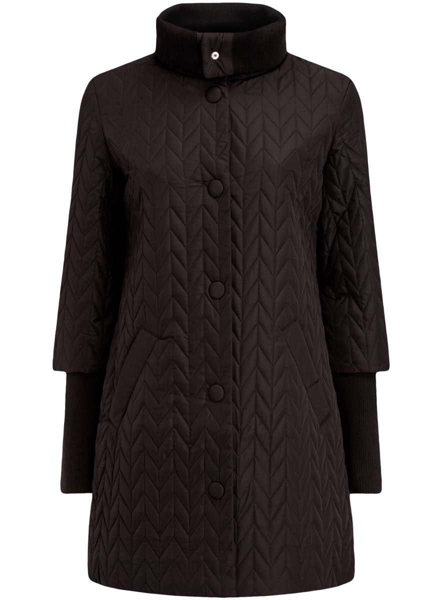 Пальто женское oodji Collection, цвет: черный. 28303004/46003/2900N. Размер 38-170 (44-170)