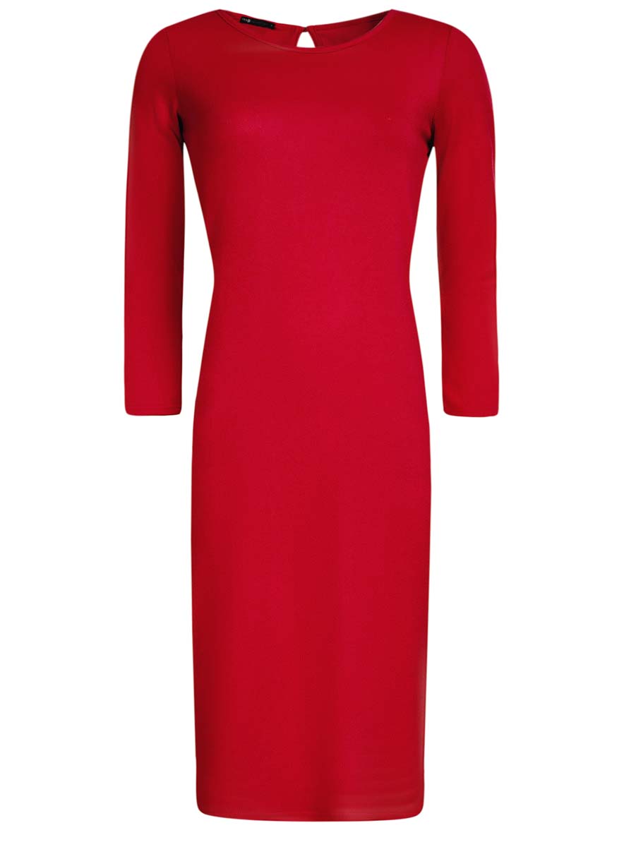 Платье oodji Collection, цвет: красный. 24001070-5/15640/4500N. Размер XS (42)